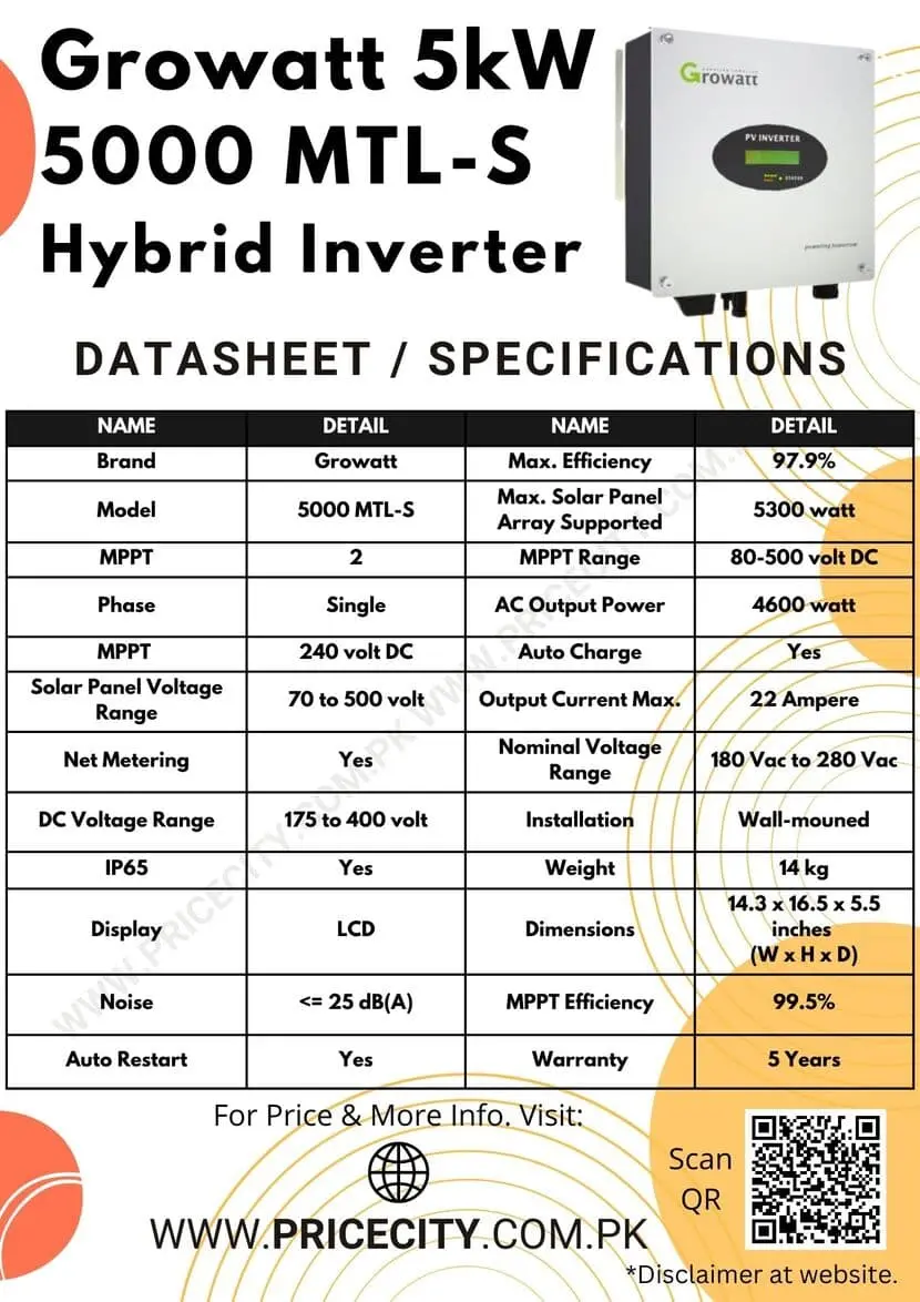 Growatt 5kW Inverter Specifications