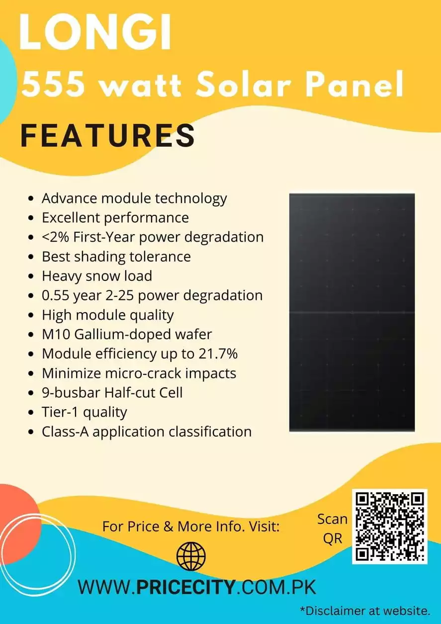 Longi 555 watt Solar Panel Features