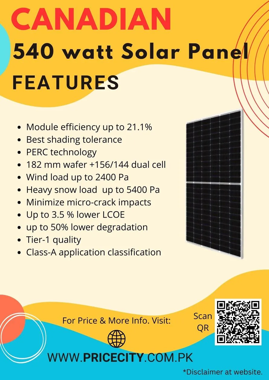 Canadian 540 watt Solar Panel Features