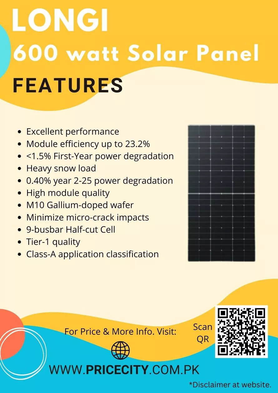 Longi 600 watt Solar Panel Features